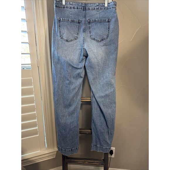 Time And Tru Women's Size 8 High Rise Wide Leg Jeans Light Blue Denim - Picture 3 of 5